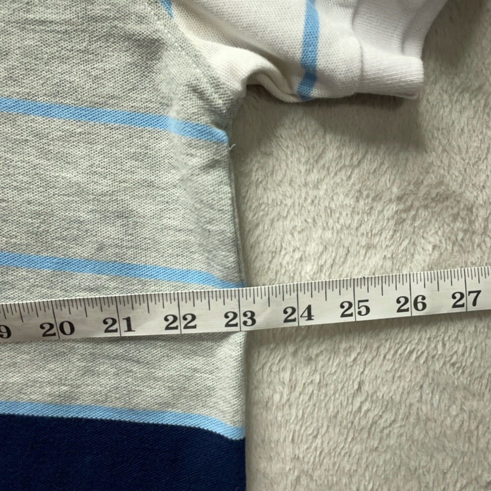 Vintage Y2K Nautica Performance Deck Polo Shirt Men's L Striped Blue Logo Preppy - Picture 11 of 11